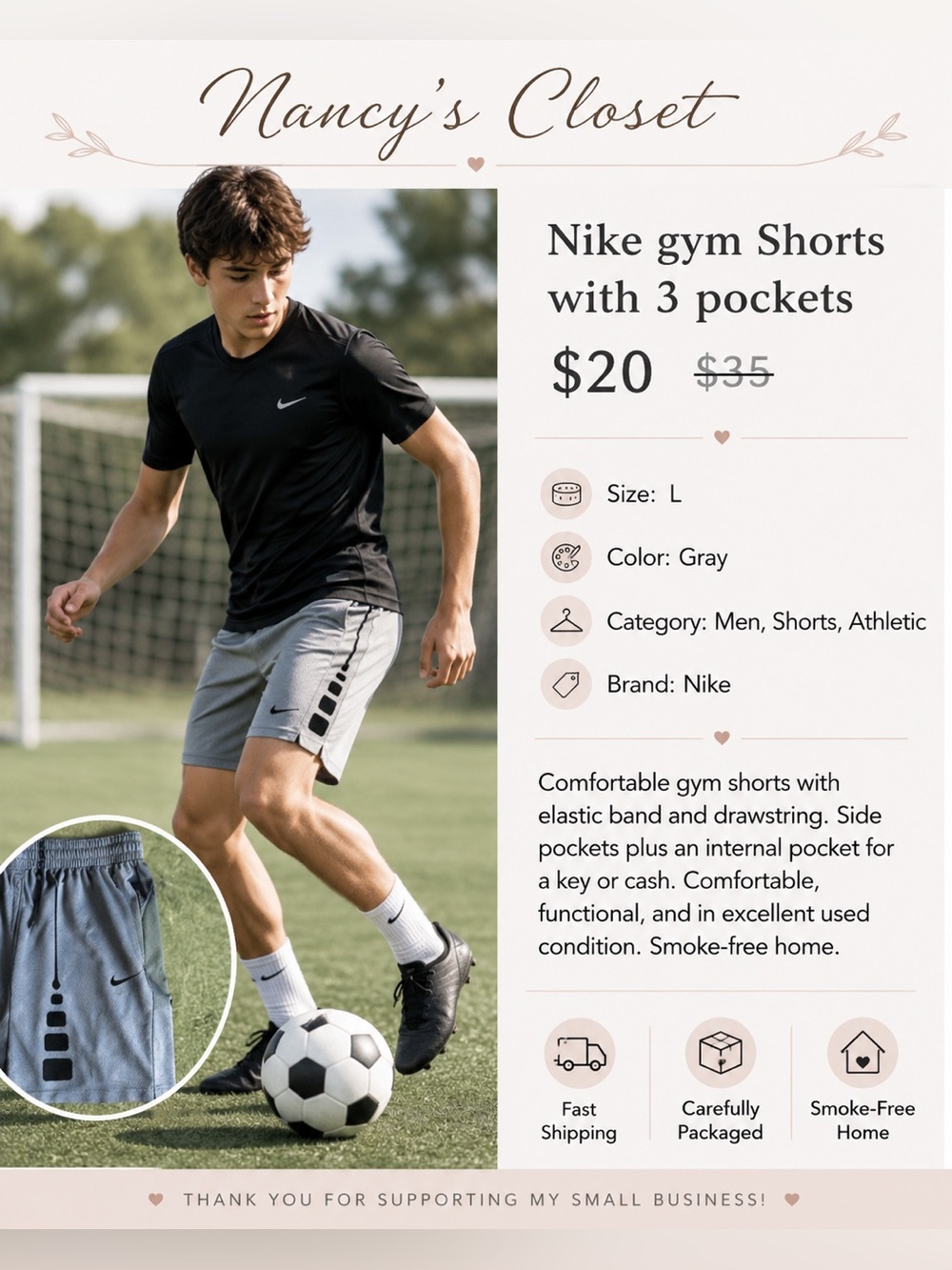 Nike gym Shorts with 3 pockets